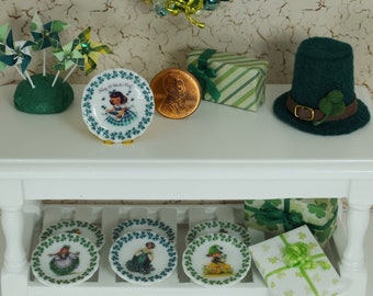 Dollhouse Miniature St. Patrick's Day Plates – 1:12 Scale Irish Decor