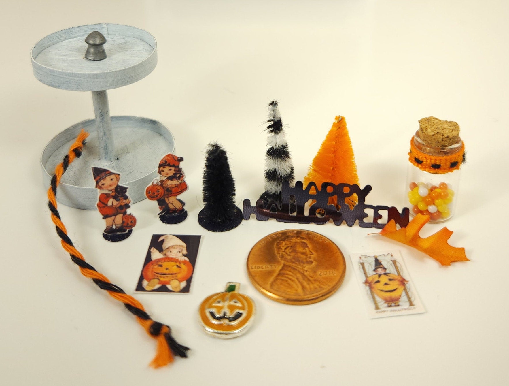 Miniature Halloween Decor W/ Tiered Tray Option 112 Dollhouse Cute