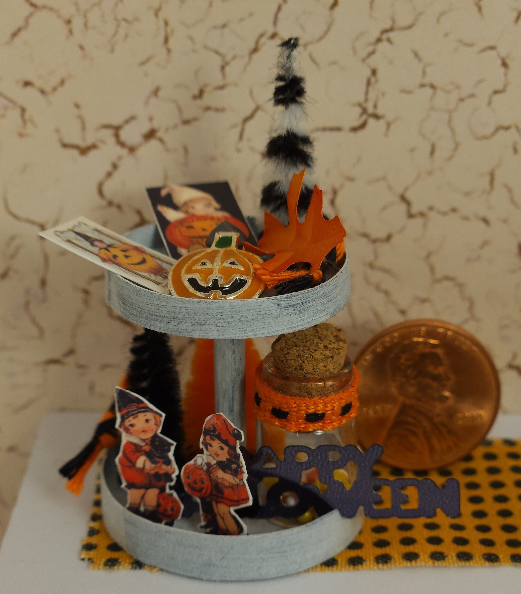 Miniature Halloween Decor W/ Tiered Tray Option 112 Dollhouse Cute