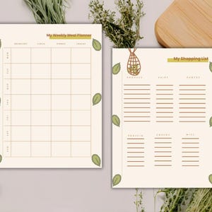 Wöchentliche Essensplaner Vorlage | Mahlzeitenplanungs-Organizer mit Einkaufslistenabschnitten | PDF Meal Prep Planer