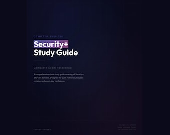 Guide d'étude CompTIA Security+ SY0-701 | Préparation cybersécurité 2026 PDF| Versions foncées + claires | Téléchargement instantané
