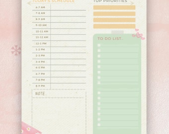Agenda quotidien minimaliste : programme horaire, liste de tâches (PDF imprimable)