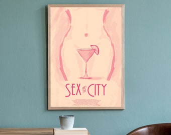Serie TV Sex and The City - Stampa poster serie TV vintage, Poster vintage, Arte minimalista, Poster retrò, Arte di metà secolo, Arte della parete, Film