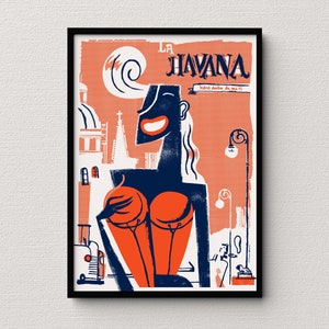 Havanna Suena. Kartel Serigrafía Cubano. illustratie. Poster. Beperkte uitgave.