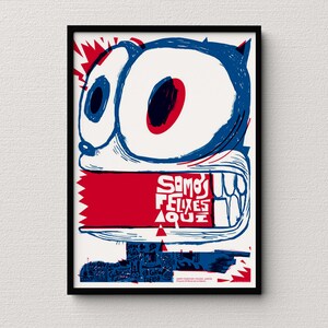 Somos Felixes aquí. Kartel Serigrafía Cubano. Illustratie. Affiche. Editie Limitada.