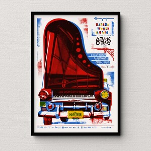 Habana Wereldmuziek 2014. Cartel Serigrafía Cubano. illustratie. Poster. Beperkte uitgave.