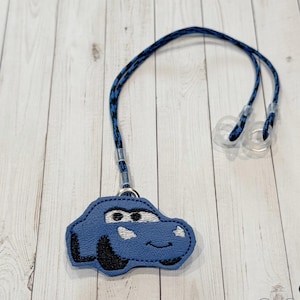 Blue Car Hearing Aid or Cochlear Implant Leash / Retention Cord / Lanyard / Clip
