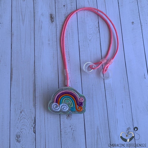 Rainbow Hearing Aid or Cochlear Implant Leash / Retention Cord / Lanyard / Clip