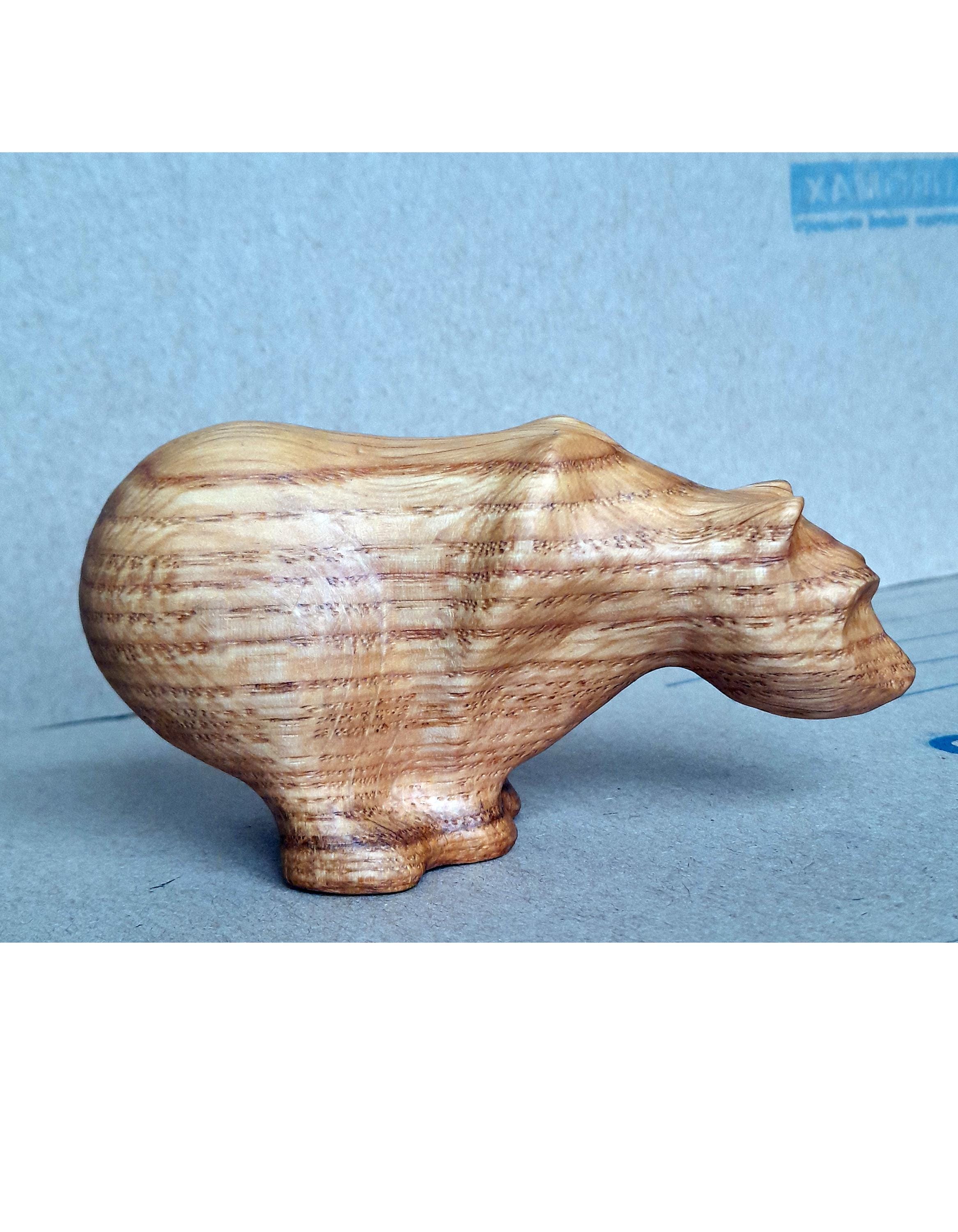 Carved wood bear with fish - Etsy 日本
