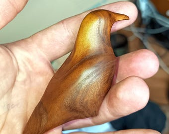 Minimalistic raven figurine made of exotic wood, wooden crow, wooden bird, wooden art decor, wooden sculpture, handmade wood art