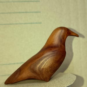 Minimalistic raven figurine made of exotic wood, wooden crow, wooden bird, wooden art decor, wooden sculpture, handmade wood art
