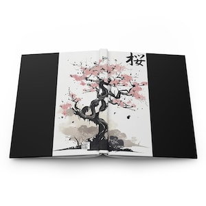Japanische Sakura Tuschemalerei Hardcover-Notizbuch, Japan Hanami-Themen-Notizbuch, Schulanfang-Schreibblock