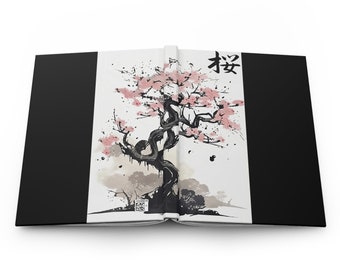 Sakura Tuschemalerei Hardcover-Notizbuch: Japanisches Hanami-Notizbuch
