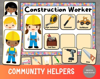 Community Helpers Toddler Sorting Activity, Professions Printable for Preschool, Kindergarten Jobs and Occupations Worksheet, Kids Printable