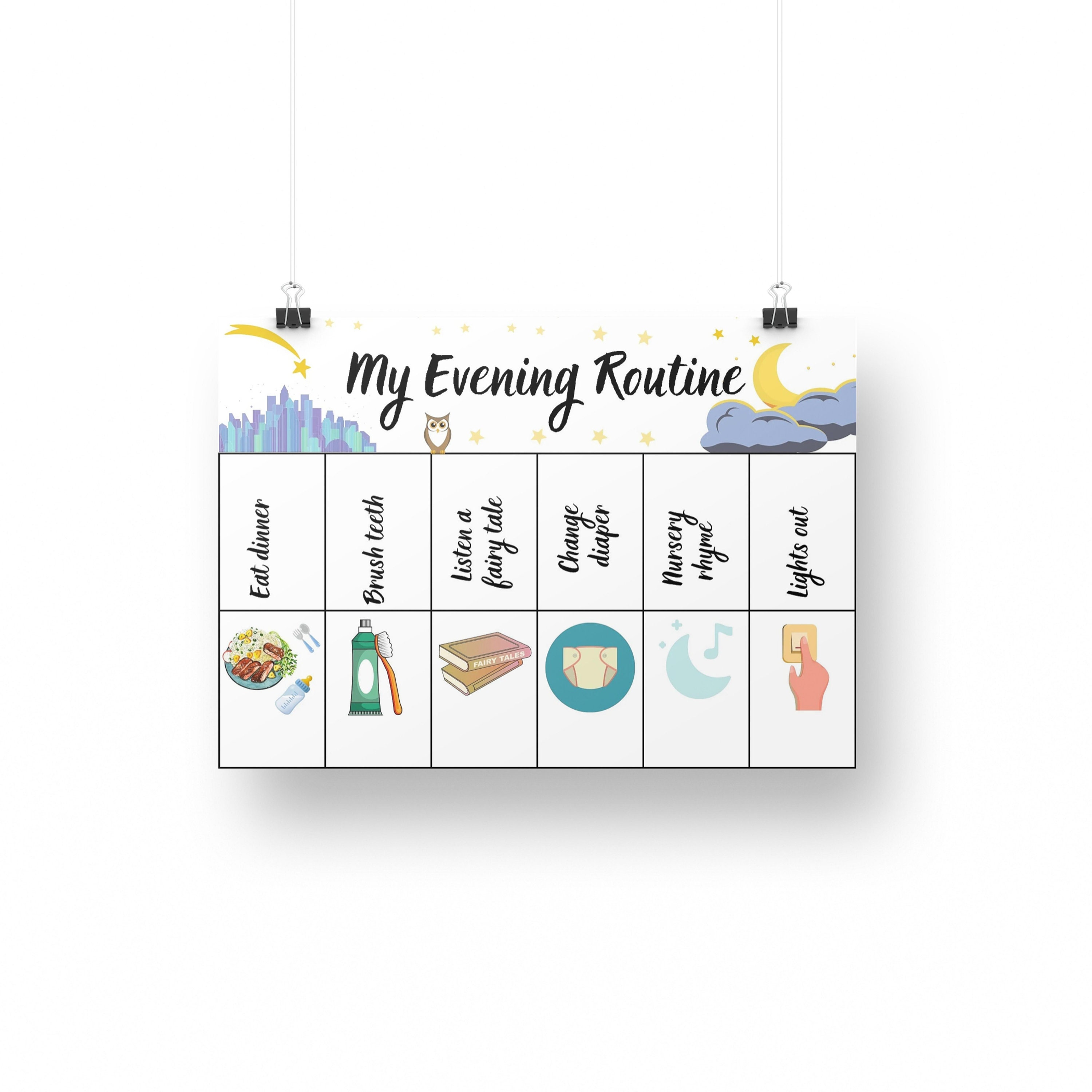 Routine Chart for Babies, Morning and Evening Routine, Bedtime Routine ...