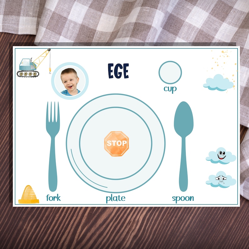 Personalized Printable Montessori Placemat for Kids, Preschool
