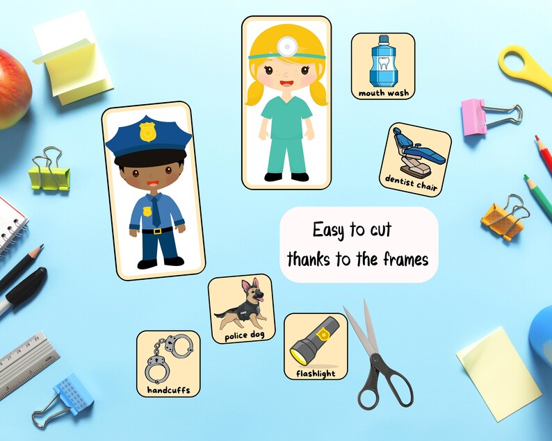 Community Helpers Toddler Sorting Activity, Professions Printable for