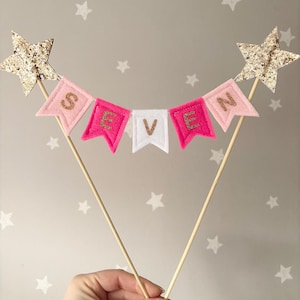 Cake Topper - Bunting Cake Topper - Felt Bunting - Cake Bunting - Personalised Birthday Cake Topper - Party Decorations - Felt Cake Topper image 1