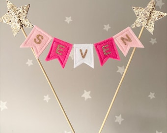 Cake Topper - Bunting Cake Topper - Felt Bunting - Cake Bunting - Personalised Birthday Cake Topper - Party Decorations - Felt Cake Topper