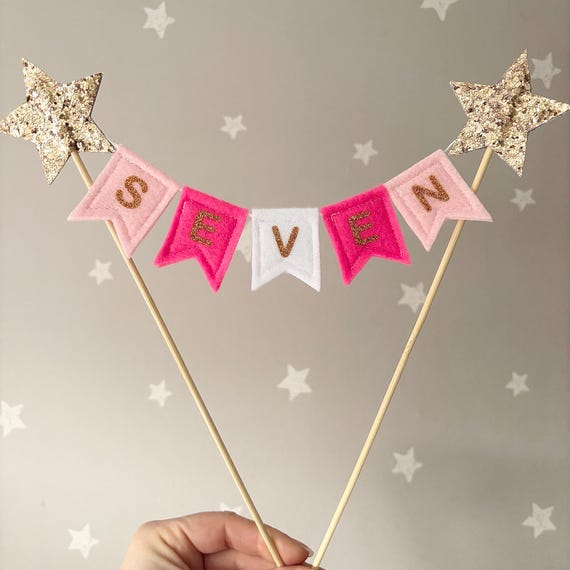 Cake Topper - Bunting Cake Topper - Felt Bunting - Cake Bunting - Personalised Birthday Cake Topper - Party Decorations - Felt Cake Topper