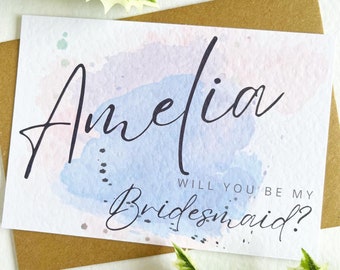 Will You Be My Bridesmaid Card, Personalised Bridesmaid Proposal, Maid of Honour, Flower Girl, Wedding Proposal Card & Envelope, A6 postcard