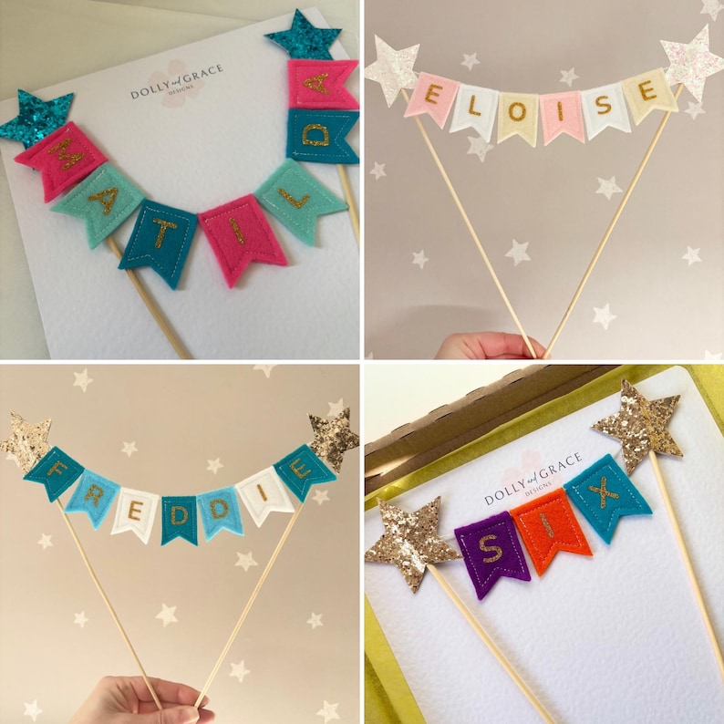 Cake Topper - Bunting Cake Topper - Felt Bunting - Cake Bunting - Personalised Birthday Cake Topper - Party Decorations - Felt Cake Topper image 7