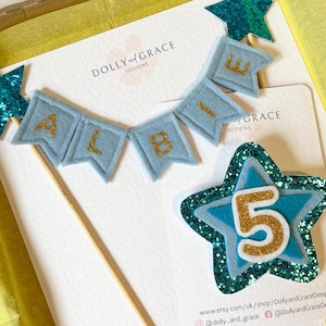 Cake Topper - Bunting Cake Topper - Felt Bunting - Cake Bunting - Personalised Birthday Cake Topper - Party Decorations - Felt Cake Topper image 5