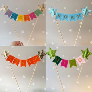 Cake Topper - Bunting Cake Topper - Felt Bunting - Cake Bunting - Personalised Birthday Cake Topper - Party Decorations - Felt Cake Topper image 6