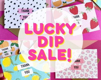 Lucky Dip Pack of Thank You Cards, Colourful Thank You Cards, Multipack with Envelopes, Blank Inside, Set of 4/8/12, Mixed Pack of Cards