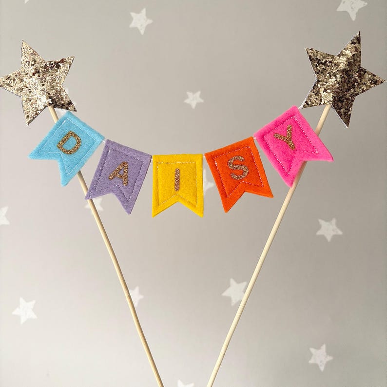 Cake Topper - Bunting Cake Topper - Felt Bunting - Cake Bunting - Personalised Birthday Cake Topper - Party Decorations - Felt Cake Topper image 4