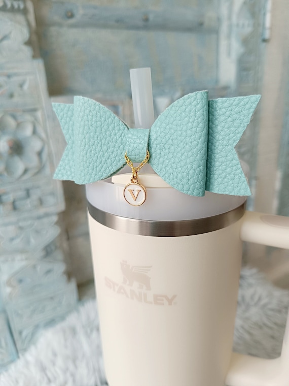Strohhalm-Aufsätze Mit Schleife Für Stanley-Becher – Personalisierbar Mit 2 Buchstaben-Anhängern, Rosa, 3 Stück