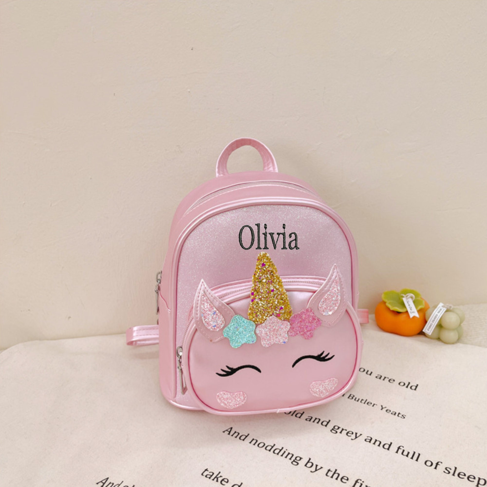 Personalized Cat Unicorn Mini Backpack Cute Custom Rainbow 