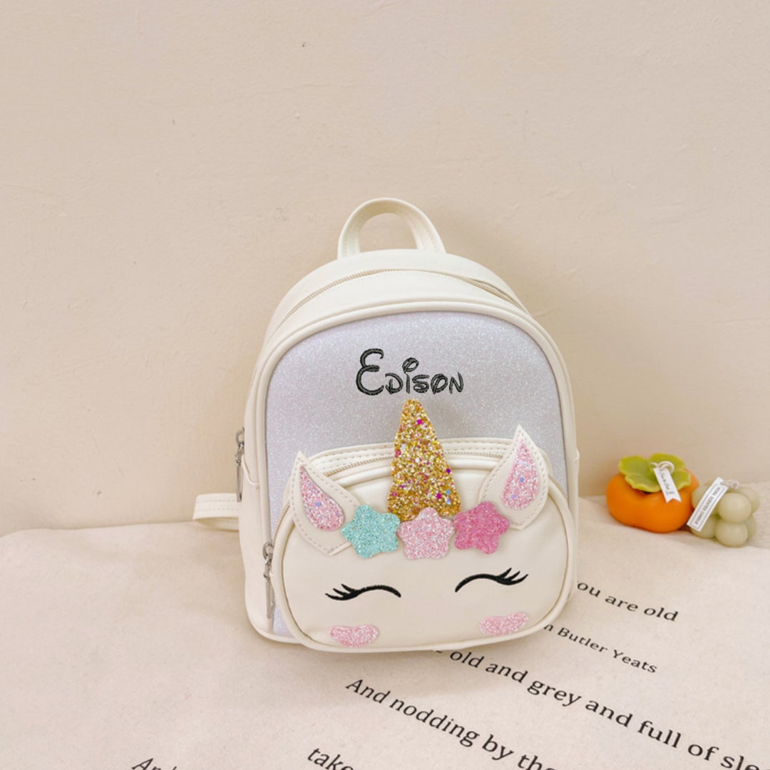Unicorn Backpack Personalized Girls Backpack Unicorn Bag Etsy