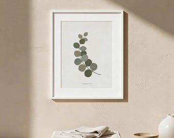 Arte mural botánico de spa imprimible – Decoración de eucalipto – Impresión neutra de bienestar – Descarga digital minimalista
