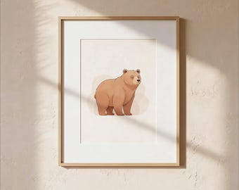 Lámina infantil de oso neutro – Decoración minimalista escandinava (Descarga digital)