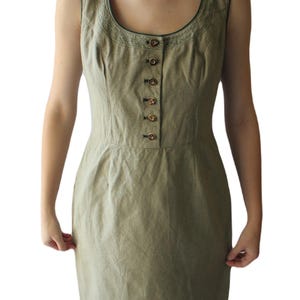 Vintage long dress pale green, cotton, size M