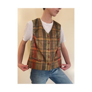 Vintage 80's Multicolour  Checked Vest, size L