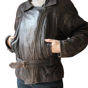 Chaqueta de cuero vintage de los años 90, talla M