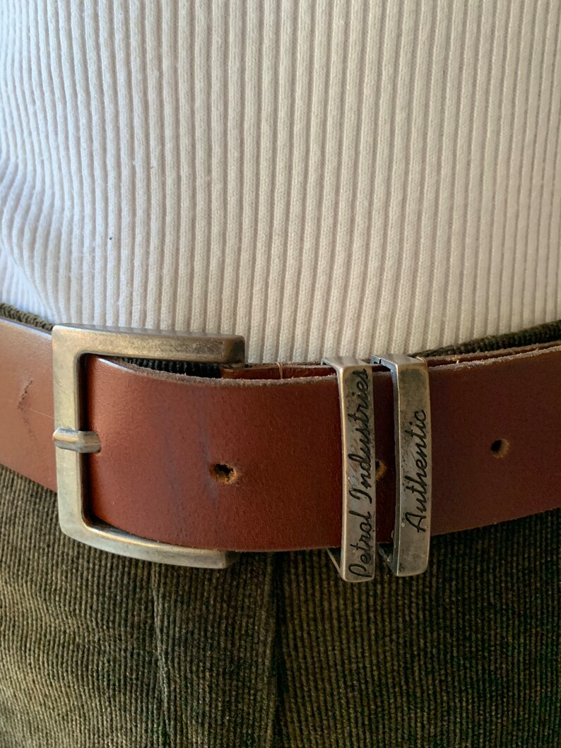 Vintage 80s Western Brown Leather Corset Double Buckle Belt