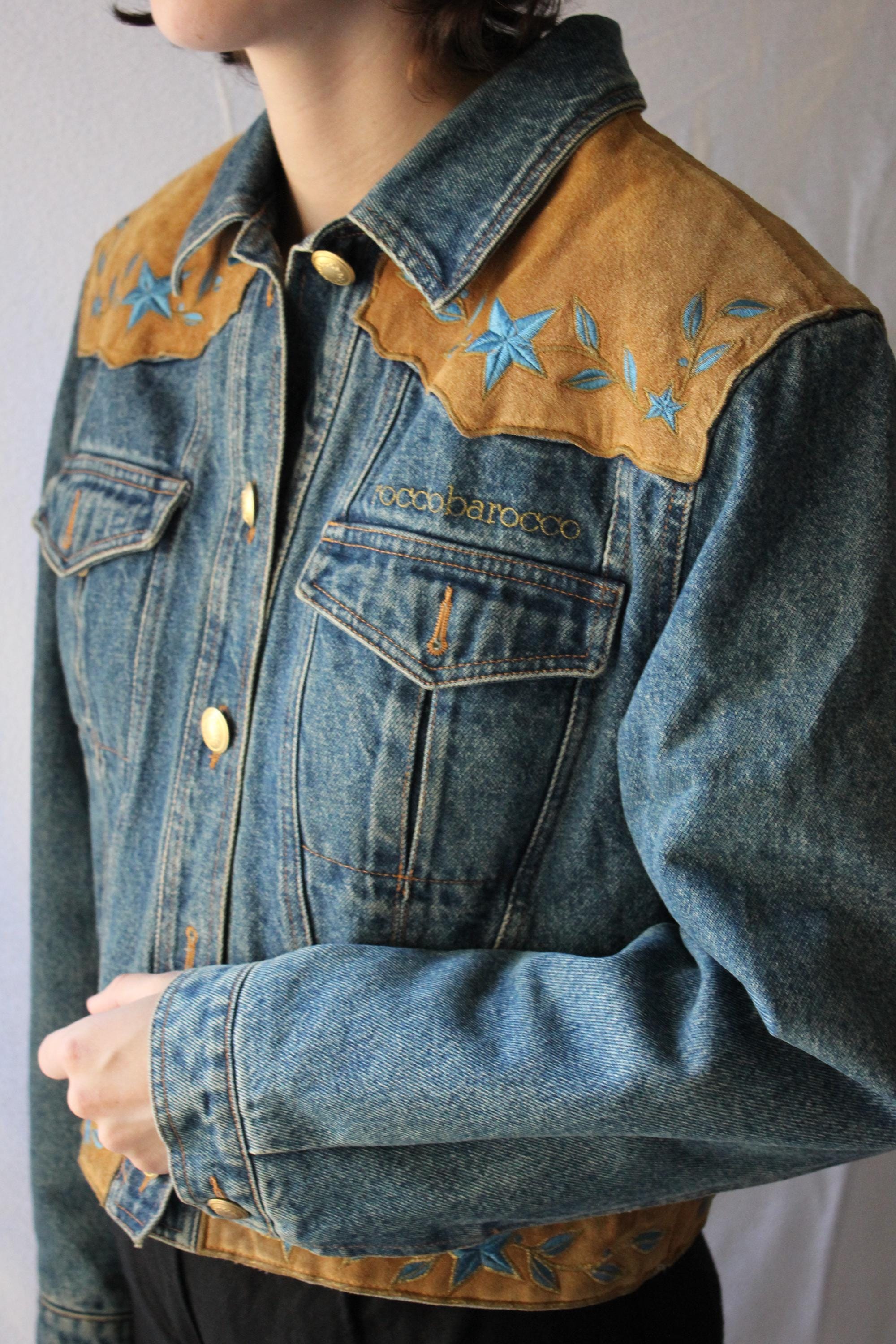 ジャケット・アウター vintage enbroidery denim jacket Vintage 80s Denim Jacket, Embroidery Jean Jacket, Size M/L