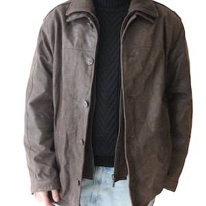 Veste en daim vintage des années 90 en marron, taille L