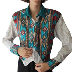 Vintage 90s multicolor blouse, size L