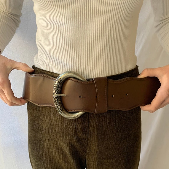Brown Eco-leather Belt With Vintage Buckle for Women, 70s - Etsy