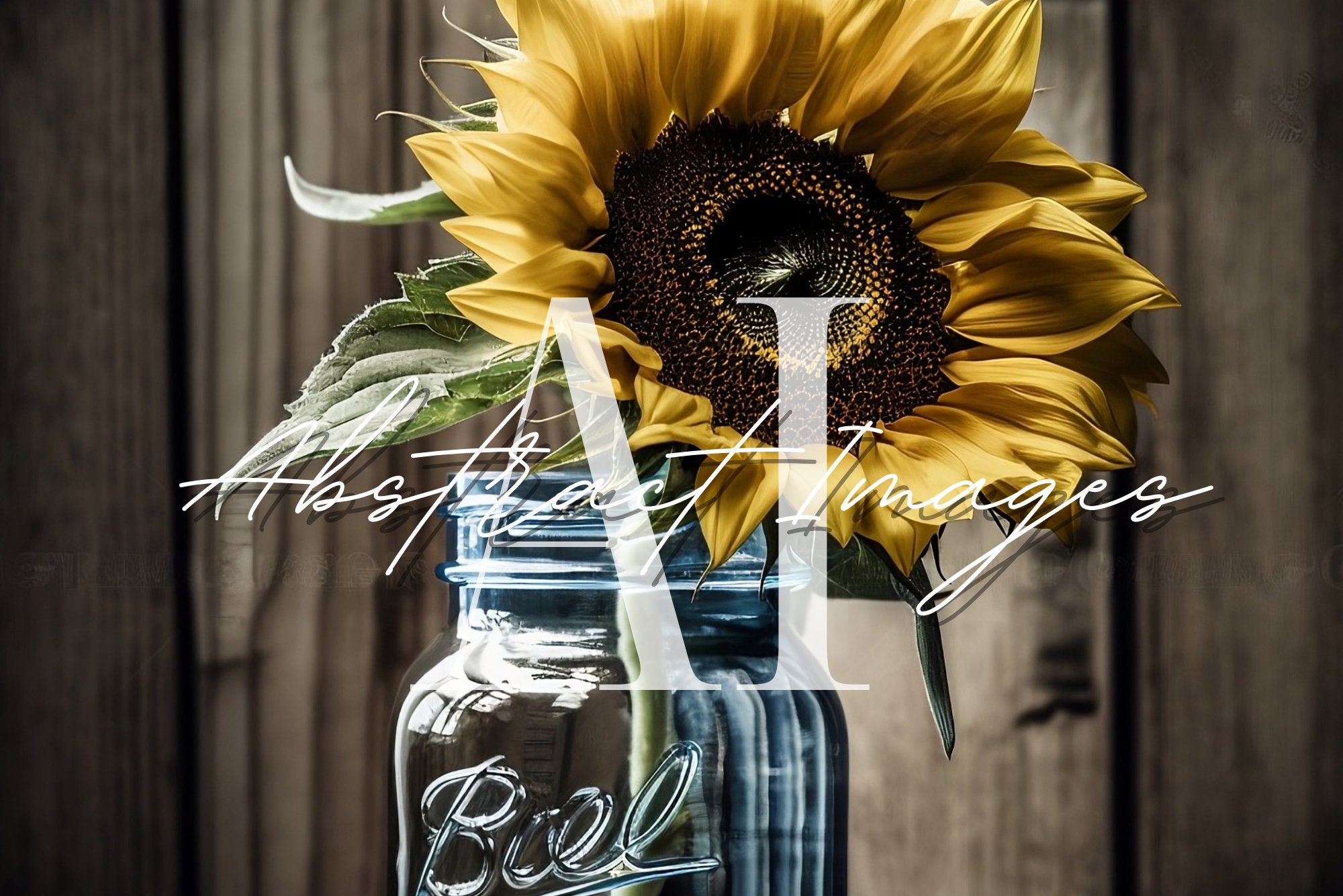 Flower Filled Mason Jar Ball Jar Printable Wall Art Digital Download ...
