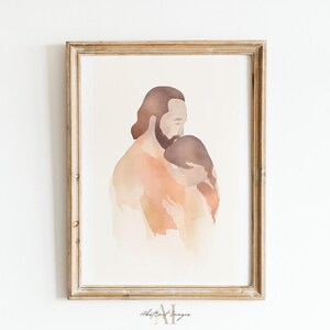 Christ&#39;s Embrace, Jesus Portrait, Jesus painting, Jesus print, Jesus art, Jesus wall art, Jesus picture, Jesus watercolor, home Decor