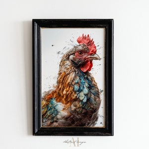Chicken Wall Art Print PRINTABLE ART Print Chicken Digital Print Wall Art Decor Download Gift for Chicken Lover Farmhouse Farm