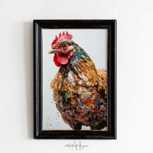 Chicken Wall Art Print AFDRUKBARE ART Print Chicken Digital Print Wall Art Decor Download Chicken Gift voor Chicken Lover Farm Farmhouse