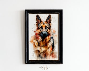 Pastor alemán pared arte impresión K9 arte policía perro arte regalo para él su perro arte descargar arte imprimible instantáneo