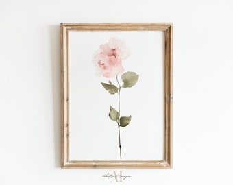 Softness Art Print Watercolor Wall Art Print, Floral Print, Pink Wall Art, Gift for Her, Flower Print, Instant Download, Watercolor Art