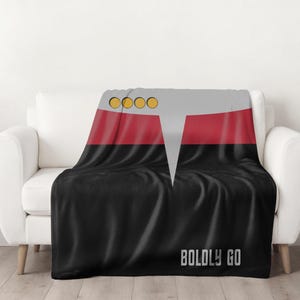 Custom Sci Fi Fleece Blanket, Sci-Fi Uniform, Captain, Star, Boldly Go, Frontier, Space, Sci Fi Gift, Custom Blanket, Trek, Red Shirt